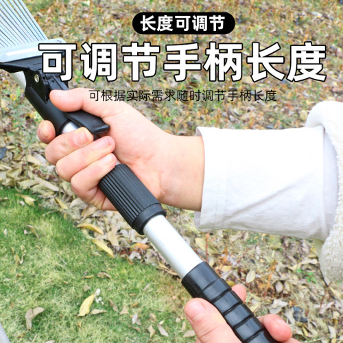 新品不锈钢伸缩耙子树叶耙钢丝耙子搂草耙子农用S清扫树叶神器园
