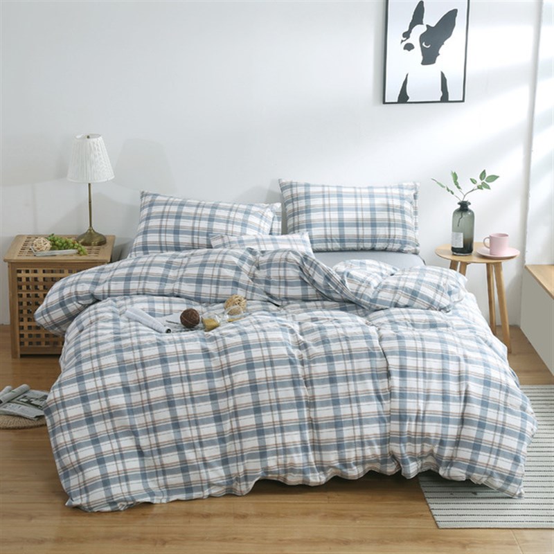 极速纯色水洗棉被套单件简约o被罩150x215cm200x230绿格子1.5x2.1
