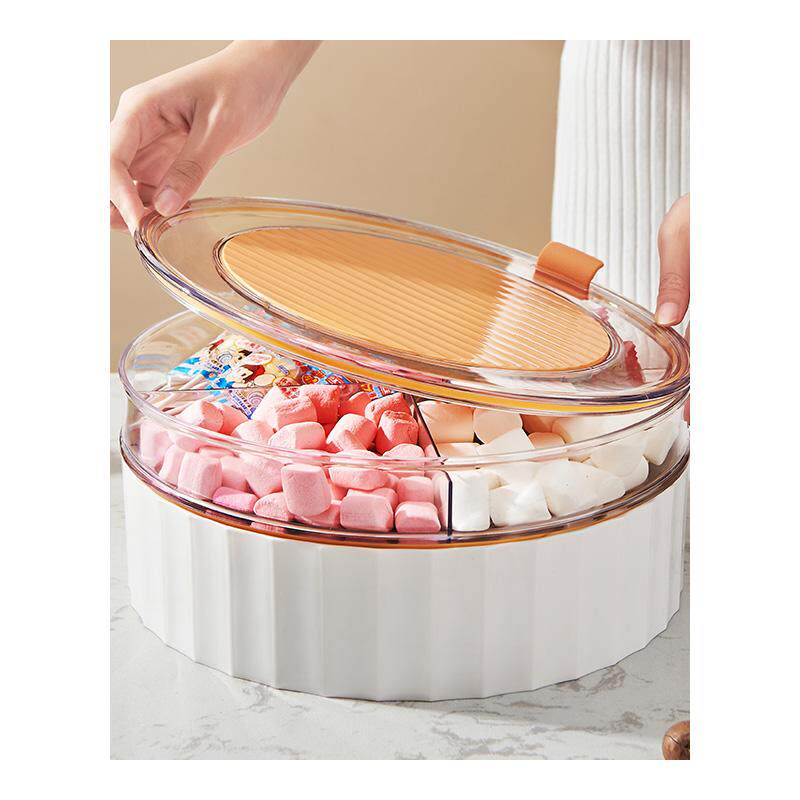 新品大号果盘现家用客厅茶几干坚果瓜子J轻奢糖果零食密封分格收