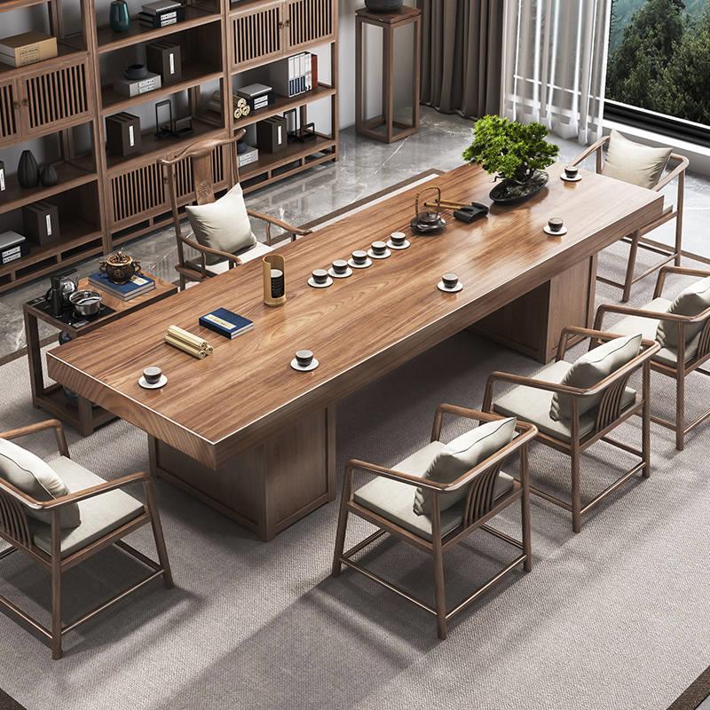 极速实木茶桌新中式办公室带柜泡茶喝茶桌椅组合轻V奢家用客厅茶