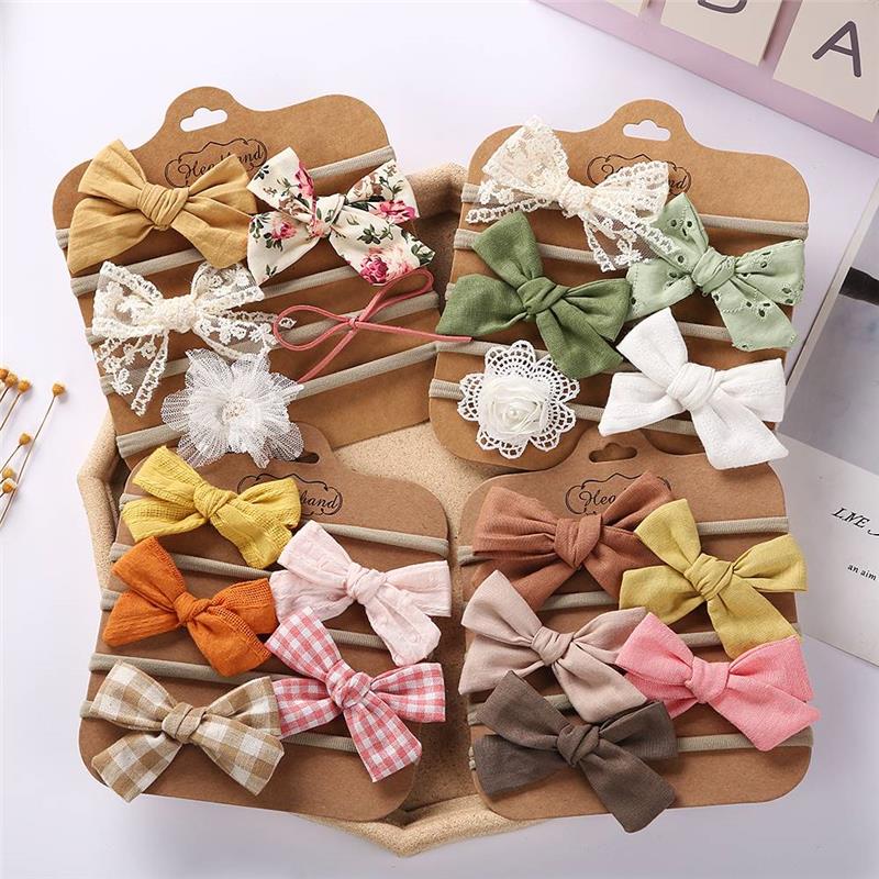 极速5PcsSet Banwby Bo/ HeuadbandTHN Lace Flower Prit Nylon C