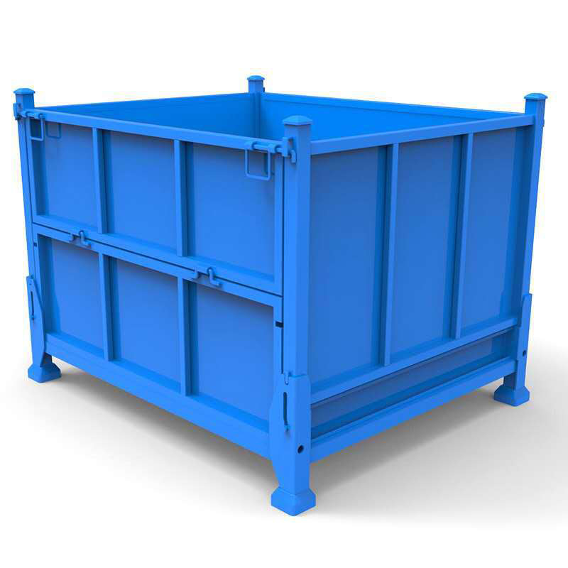 极速金属周转箱垛料箱折叠仓储y物料框收集箱铁质零件框加厚钢制