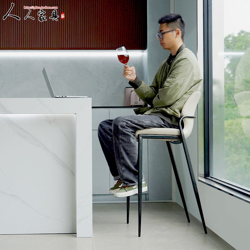 極速協(xié)皓吧臺椅簡約不銹鋼吧椅現(xiàn)代酒吧前臺收銀接待Y吧凳子靠背