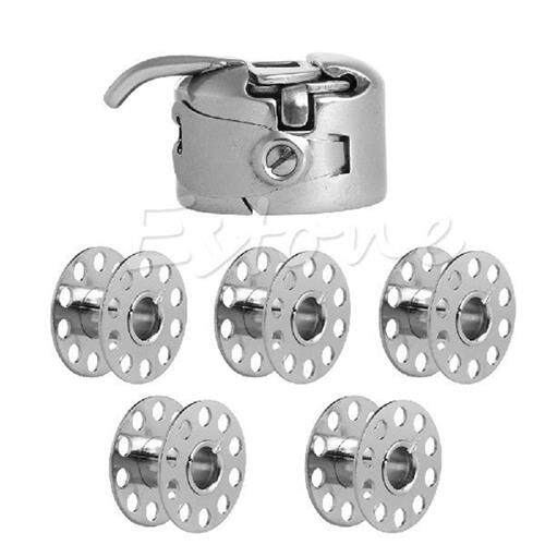 极速Hot New Hot 5 Bobbin + 1x Bobbin Case Set Sewing Machine