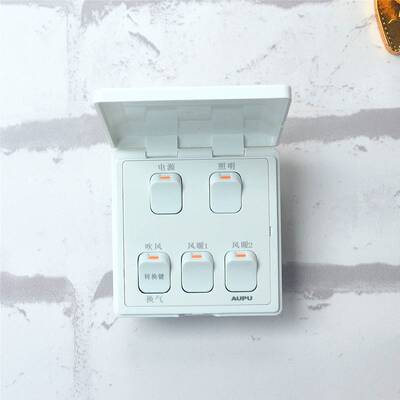极速原装奥普浴霸5开1020A\B\CE专用开关五开翻盖防水灯暖风暖开