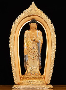 新品纯铜鎏金西方三圣阿弥陀佛像大势G至菩萨观音家用供奉观音佛