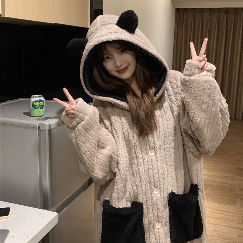 新品大码c珊瑚绒睡衣冬季女款睡袍长款加厚海岛绒2025新款冬天浴