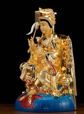 极速台湾铜鎏金地母娘娘神像地母B元君像后土娘娘铜像后土夫人摆