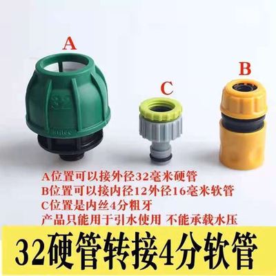 速发洗车水管转接6分PE硬管转接头4分一寸转换软管对接头塑料水管