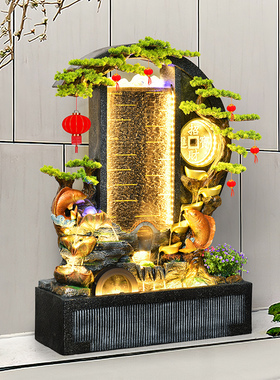 极速大型落地假山流水摆件客厅水幕墙装饰店N铺开业布置乔迁新居