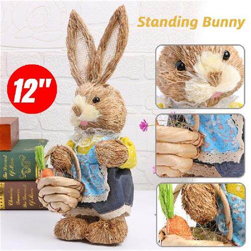 极速Cute Straw Bunny Easter StaFnding Figurine Rabbits
