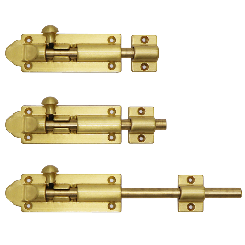 极速中式仿古f窗户插销门栓老式明装木门锁扣地插复古黄铜门闩纯