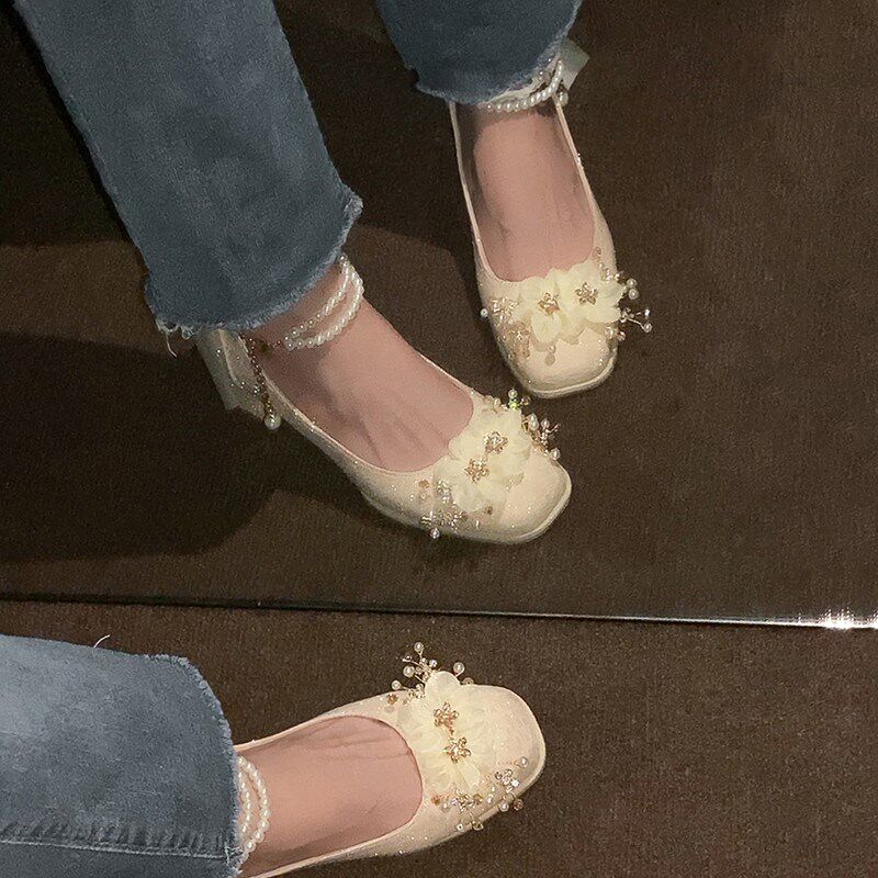 新品婚纱神器粗跟高跟鞋女温柔晚B晚古风配旗袍禾秀婚纱两穿婚鞋