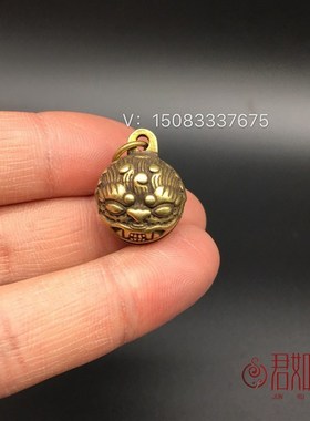 极速铜器纯铜兽面狮头铜铃铛小号迷你铜铃铛牛狗R猫铃铛挂件风铃