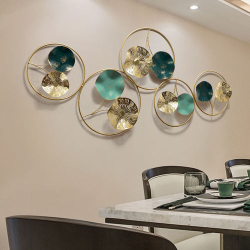 极速创意荷叶卧室墙饰立体铁艺壁饰新中式L墙饰墙面挂件餐厅背景