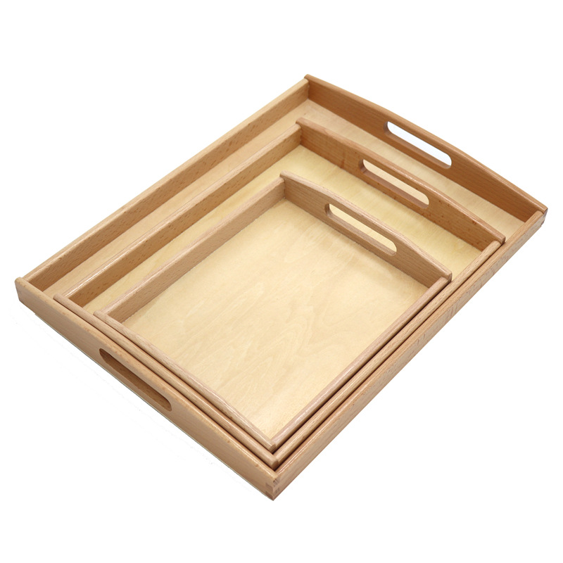 极速蒙台蒙特梭利木制托盘幼儿园早E教中心提手操作托盘蒙氏教具