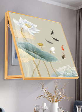 新品竖版电表箱装饰画免打孔遮挡配D电箱电表盒新中式挂画总开关
