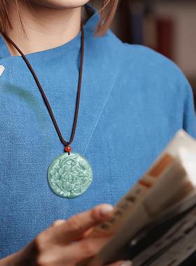 极速天然翡翠吊坠玉石挂件牡丹花喜鹊J冰种毛衣链玉坠男女玉器