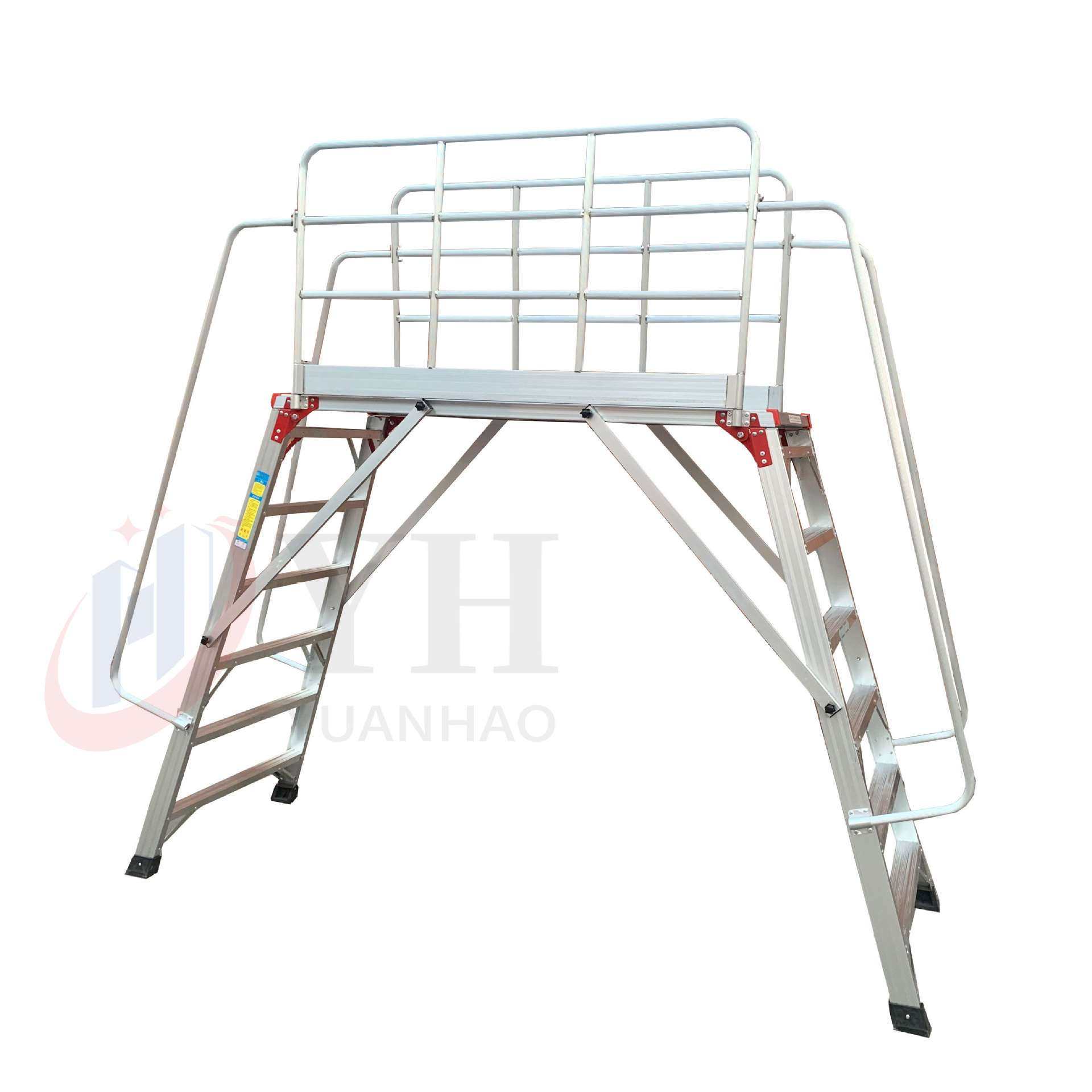 缘浩厂家2.5米安全防护平台梯铝合金扶手工程梯7步梯可移动