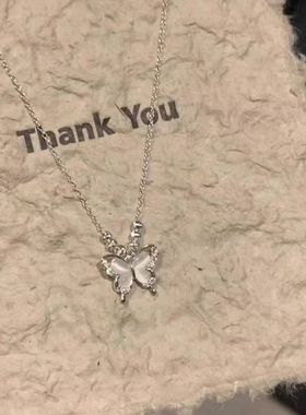 合金蝴蝶猫眼石项链女生义乌