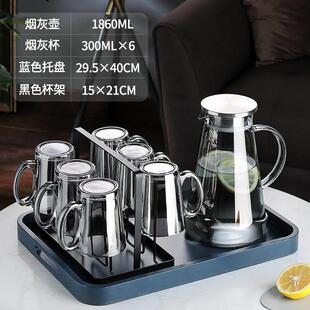 家庭客厅带把喝水杯子 玻璃杯水杯轻奢现代高颜值家用茶具水壶套装