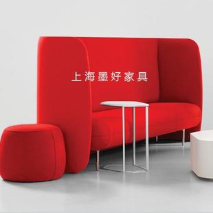 时尚办公商务休闲接待区设计师创意高背卡座沙发高靠背单多人沙发