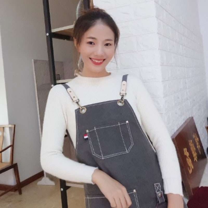 劳保牛仔背带裤欧美跨境电商热卖工作交叉织带围裙工作服logo