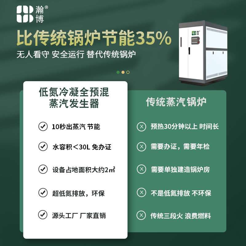 瀚博超低氮蒸汽发生器 灭菌加热1吨工业蒸发器 免办证蒸汽发生器