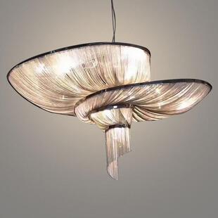 轻奢艺术吊灯客厅餐厅复式楼别墅异形螺旋铝链条灯