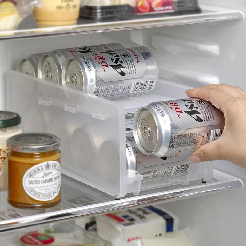 冰箱饮料收纳盒啤酒可乐易拉罐双层滚动抽屉式厨房整理神器置物架