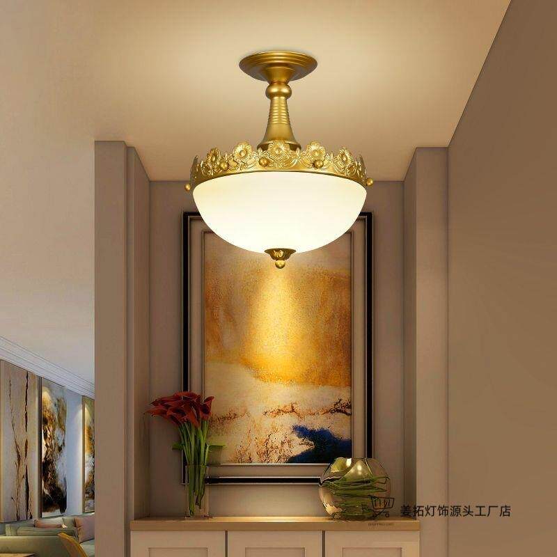 欧式走廊阳台过道灯美式简约现代客厅玄关半吸顶创意网红门厅吊灯