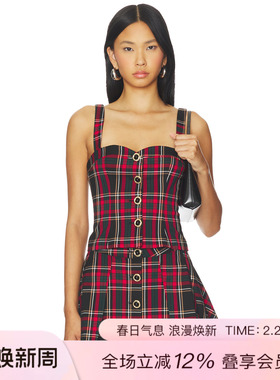 MAJORELLE SHANE 上装 休闲时尚潮流REVOLVE  黑色 & 红色格子