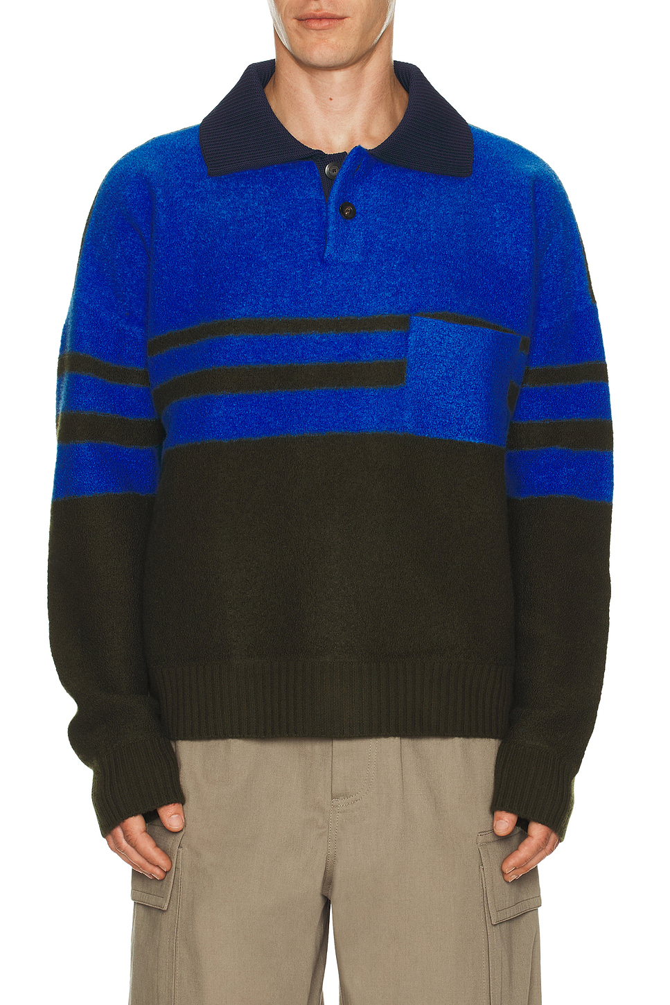 Wales Bonner CALM POLO 衫 休闲时尚潮流男REVOLVE  蓝色