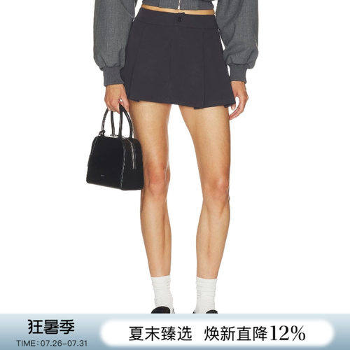 REVOLVE学院风黑色百褶半裙
