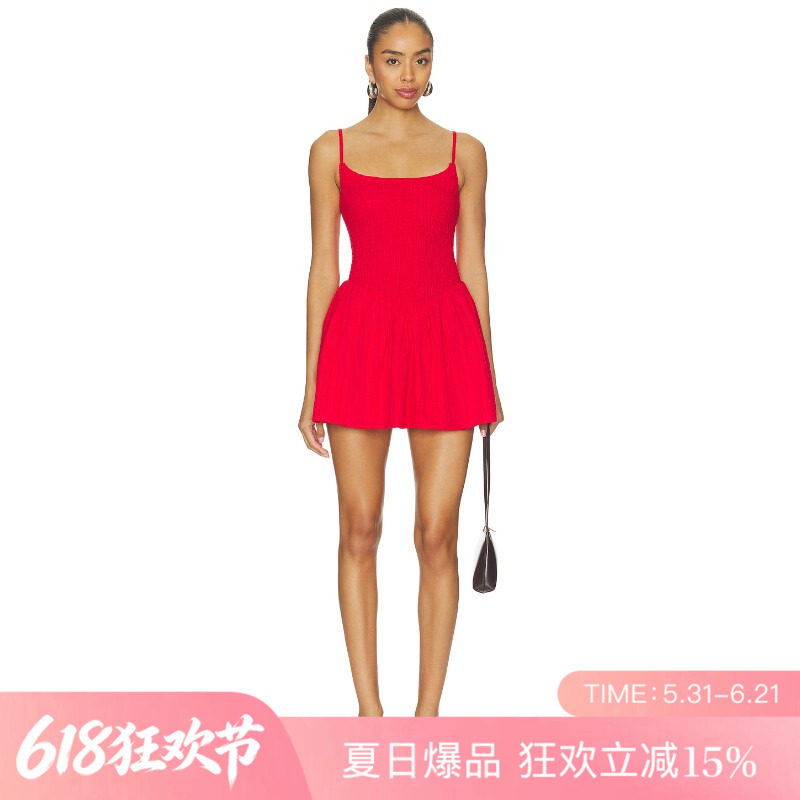 [夏季新品]REVOLVE红色细肩带辣妹迷你裙甜美法式美式