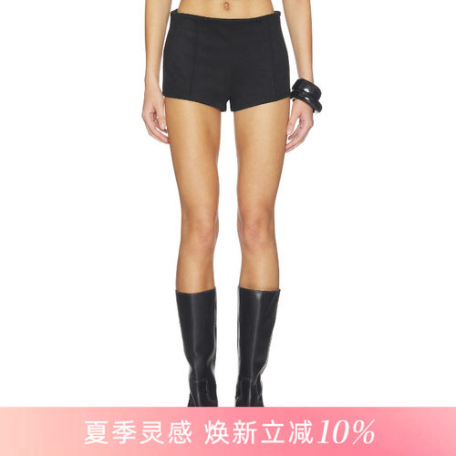 [夏季新品]REVOLVE黑色短裤低腰立体分割线剪裁简约风短裤