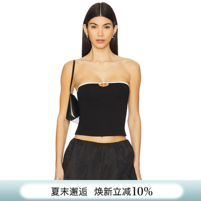 [夏季新品]REVOLVE时尚约色衬衫抹胸镂空金属扣辣妹短款上装