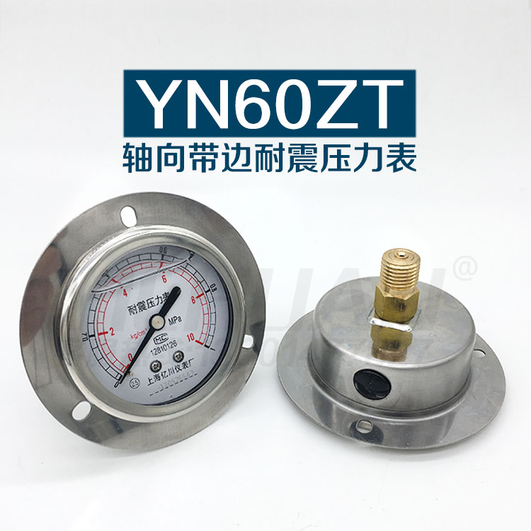 轴向耐震压力表YN60ZT充油带法兰边面板支架气压水压注塑M14*1.5