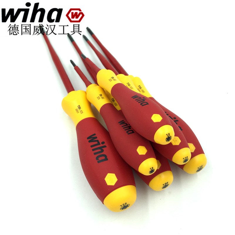 进口wiha威汉电工绝缘细杆星型螺丝刀起子6件套36558梅花起子