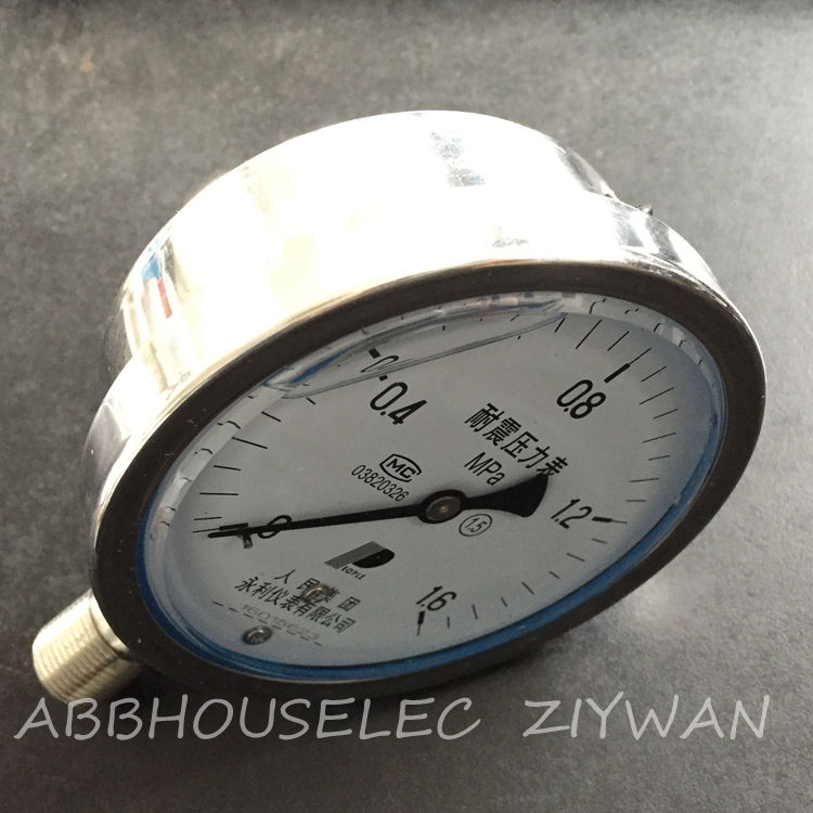 YN100BF耐高温防腐全不锈钢防震压力表0-1.6MPa耐高温200度