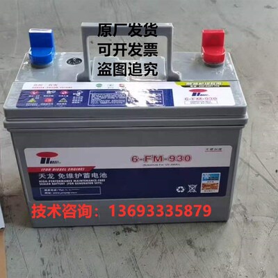 天龙免维护蓄电池6-FM-930/830/720/670/550/450发电机组电瓶12V