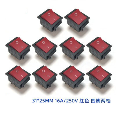 KCD4船形开关船型翘板电源按钮4 6脚2/3档红 绿灯31*25mm16A250V