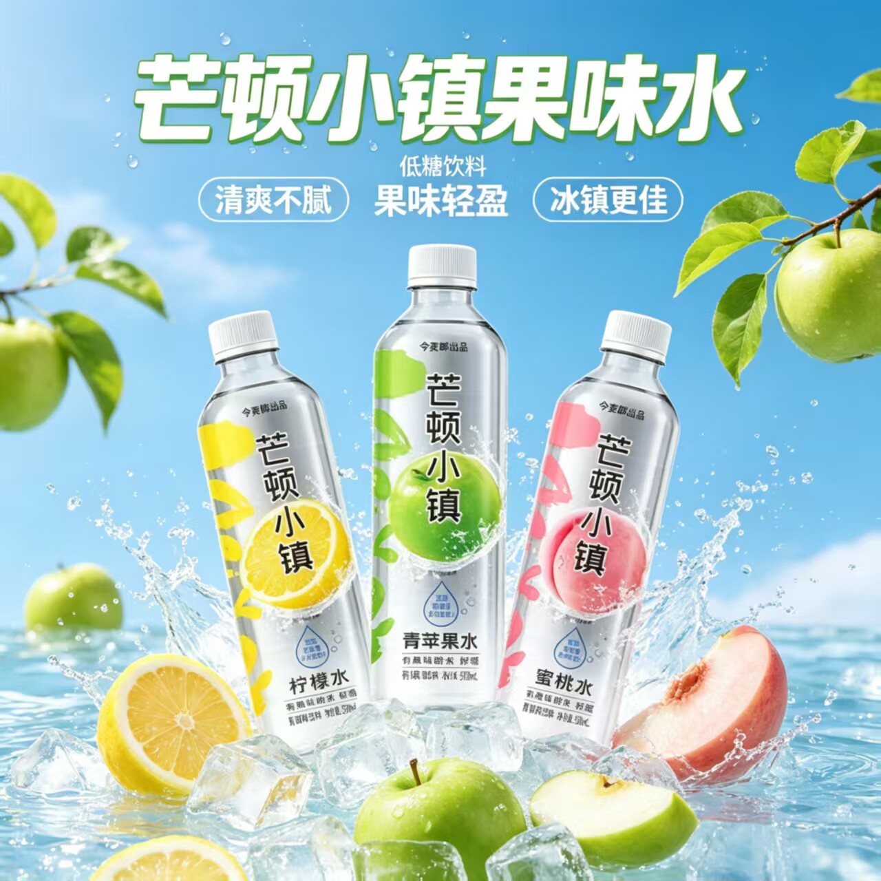 【低糖】今麦郎芒顿小镇果味水500ml瓶装青苹果柠檬蜜桃口味清爽图片