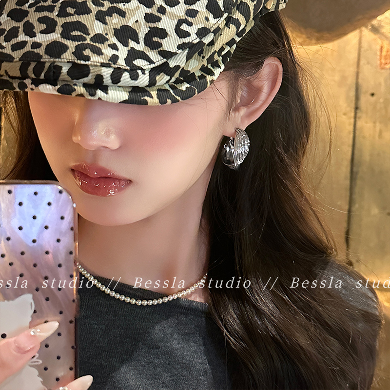 复古港风大圈耳环金属耳钉女耳饰