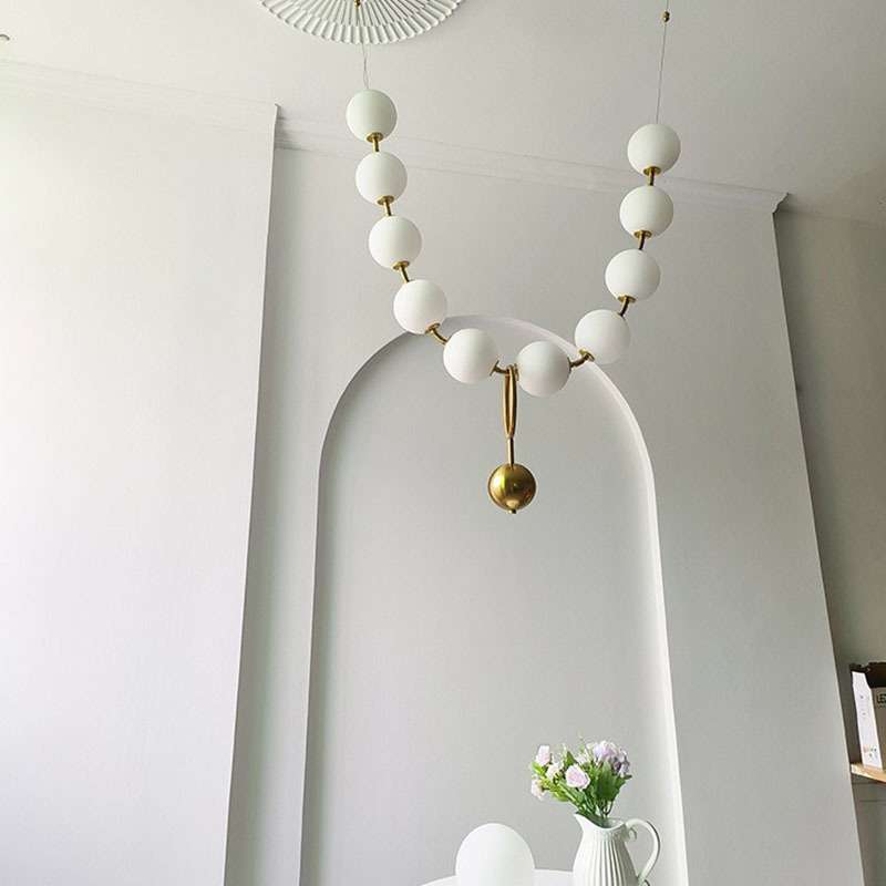 法式奶油风餐厅吊灯北欧设计师吧台灯长条loft公寓魔豆餐桌灯具