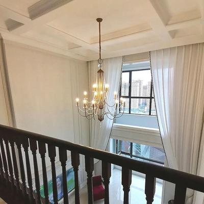 饰中晓楚 美式复式楼梯吊灯复古法式简约别墅中空客厅水晶大吊灯