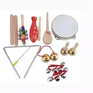 套装 奥尔夫打击乐器 响板 碰钟 铃鼓 三角铁 蛙鸣筒双响桶