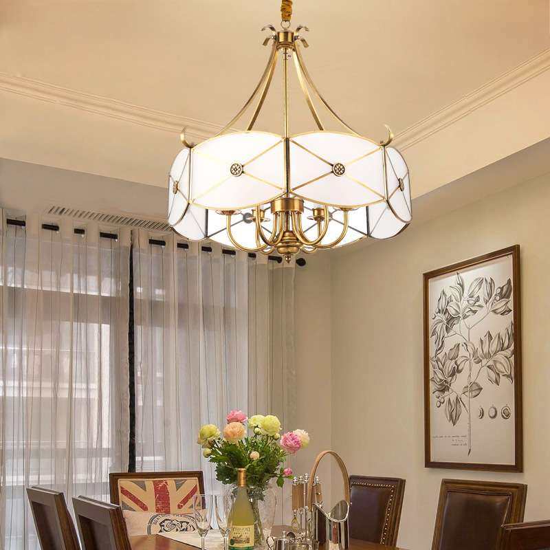 欧式全铜吊灯大气餐厅灯美式简约铜灯卧室餐厅灯吸吊两用led灯具