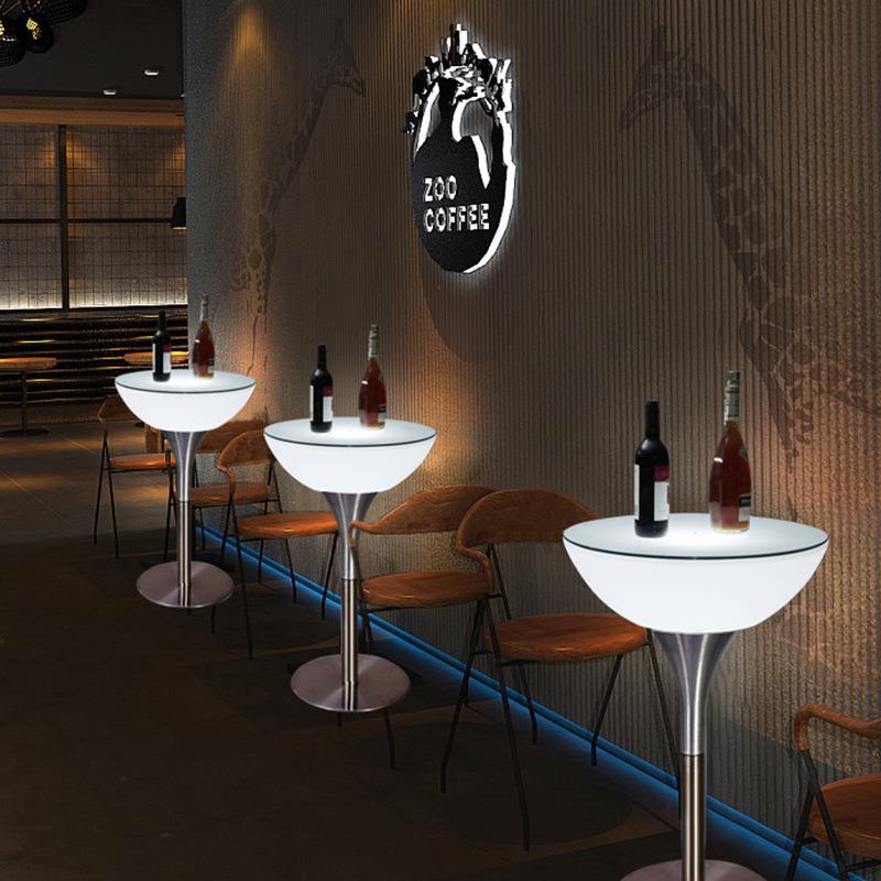 发光高脚桌清吧酒吧桌椅组合阳台吧桌吧椅散台网红圆形户外吧台桌