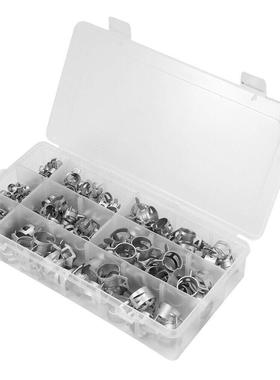 跨境160pcs盒装银色弹簧管夹 钢带型达克罗卡箍 汽车水管油管喉箍